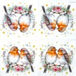 decoupage paper Couple of robins
