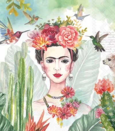 Decoupage paper napkin with Dorothy floral design and soft pastel colors