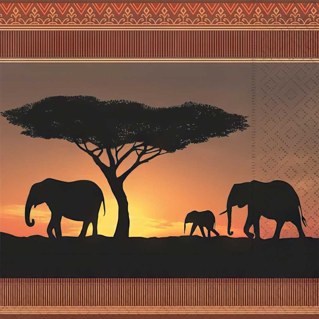 Serengeti_051400 Decoupage paper napkin with African Serengeti wildlife illustration
