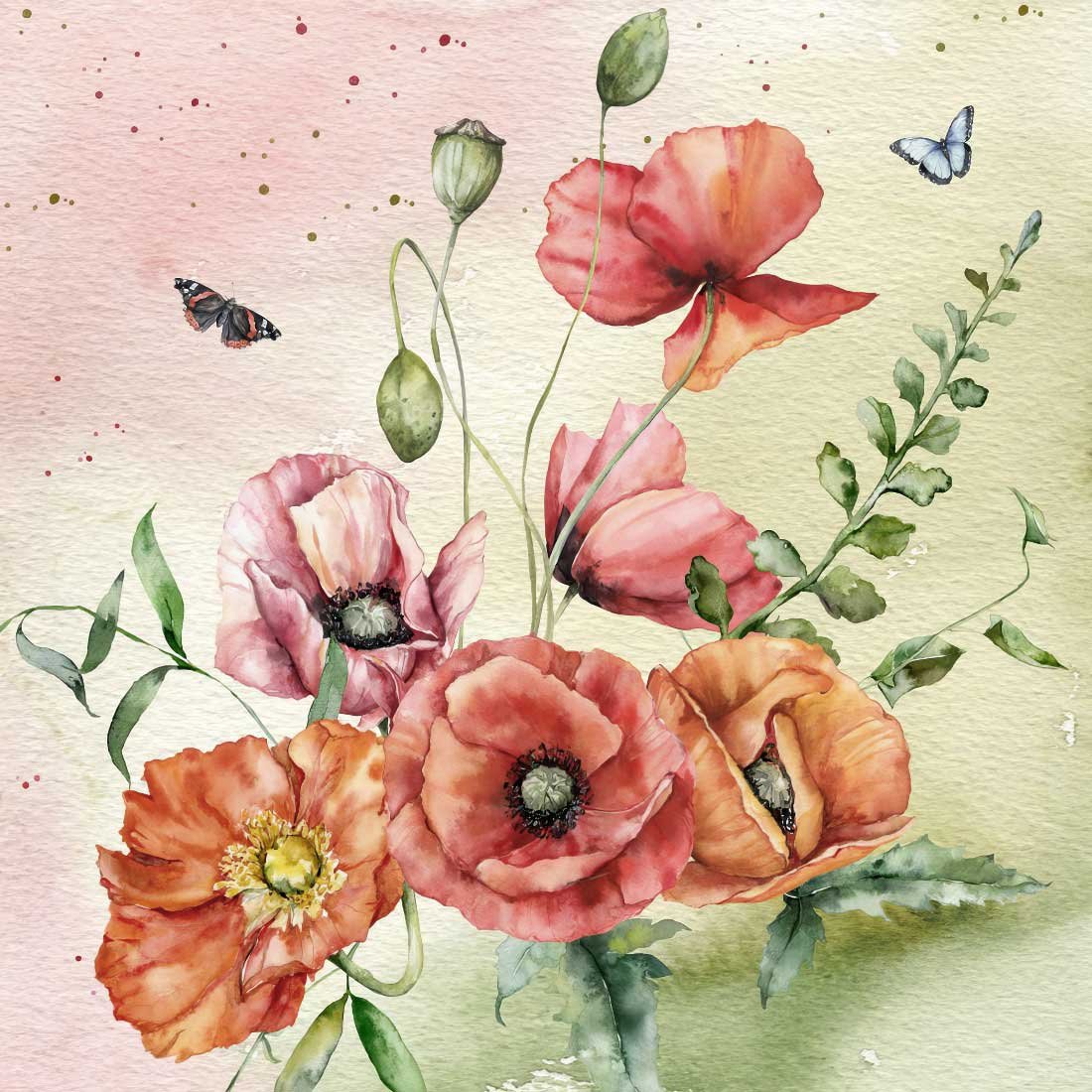 Bouquet-of-Poppies_344627_ti-flair-topaz Decoupage Paper Napkins - Bouquet Of Poppies - Image 1