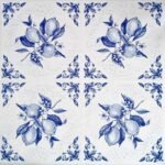 Decoupage Paper Napkins - Lemon On Tile White Blue - Image 2