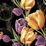 Decoupage Paper Napkins - Majestic Tulips on Black