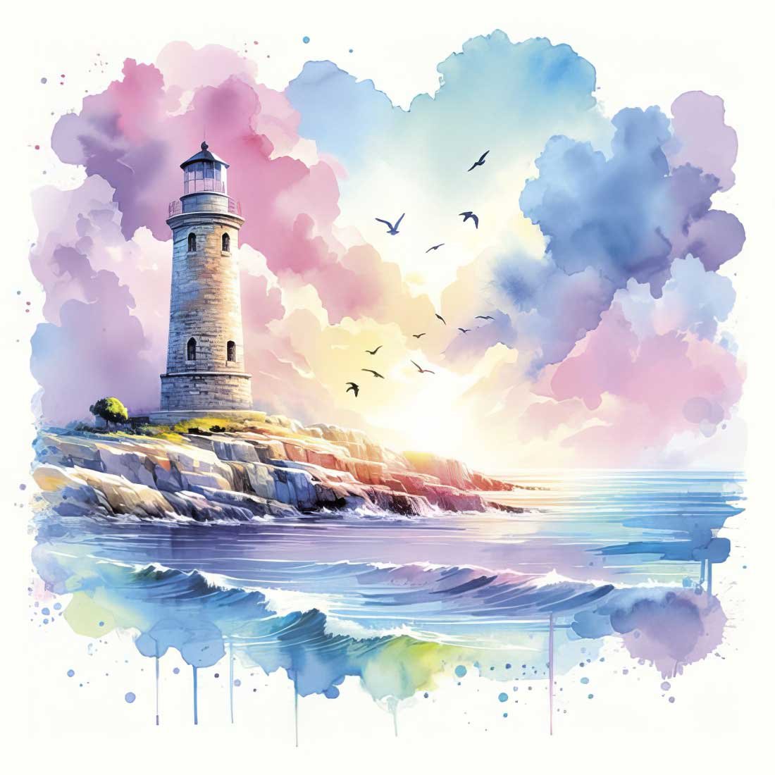 Watercolour-Lighthouse_SDOG-043601_Daisy-Pol-Mak-Collection-topaz Decoupage Paper Napkins - Watercolour Lighthouse - Image 1
