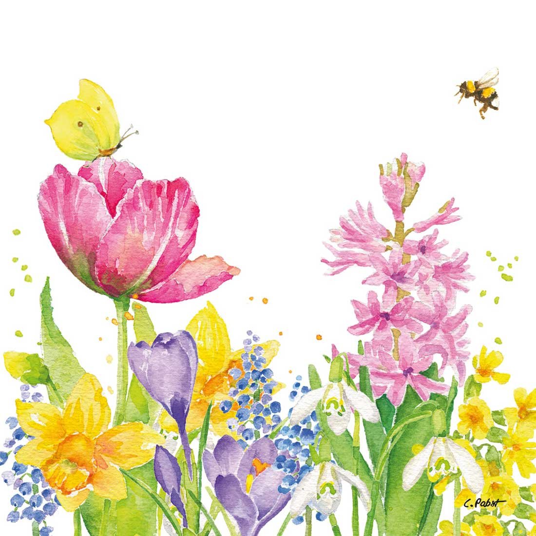 Butterfly-&-Bee-133-002974-ppd-GmbH Decoupage Paper Napkins - Butterfly & Bee - Image 1