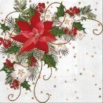 Decoupage Paper Napkins - Poinsettia Composition