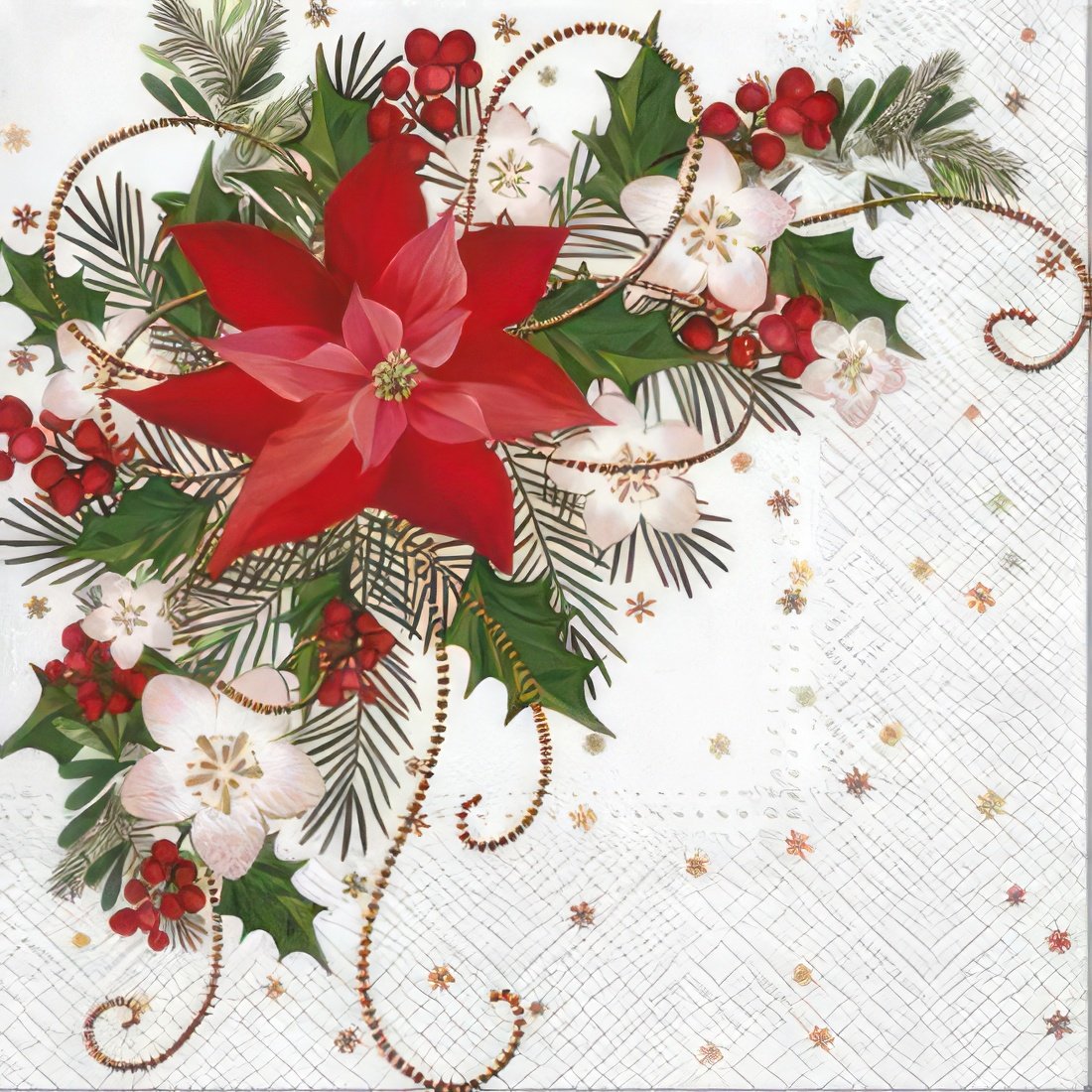 Poinsettia Composition-SDL-059500-PAW Sp. z o.o.-topaz Decoupage Paper Napkins - Poinsettia Composition - Image 1
