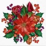 Decoupage Paper Napkins - Poinsettia With Cones
