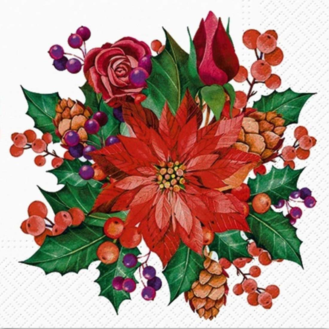Poinsettia With Cones-SDL-238700-PAW Sp. z o.o Decoupage Paper Napkins - Poinsettia With Cones - Image 1