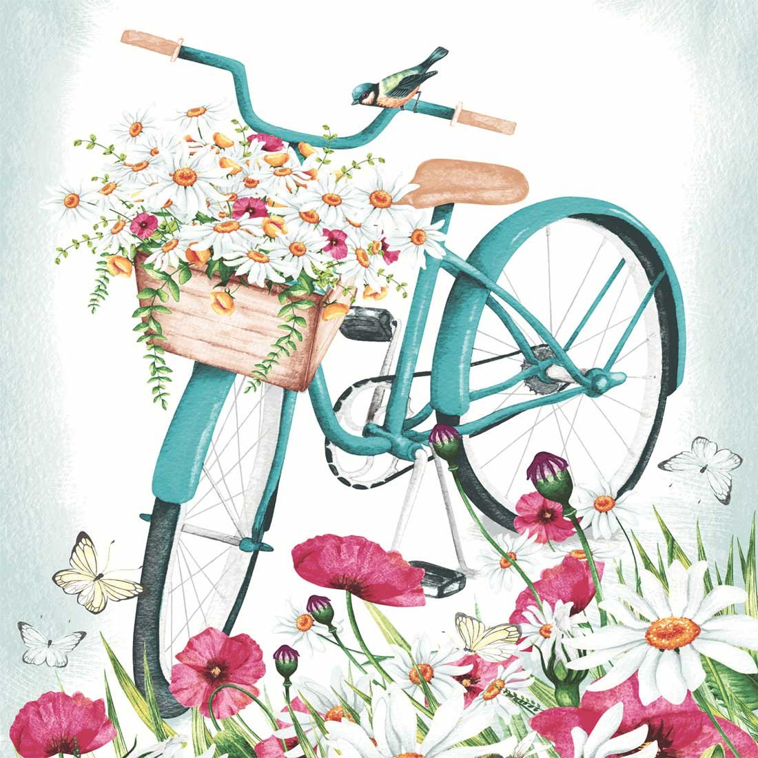 Romantic-Bicycle-PD-209226-Paper+Design Decoupage Paper Napkins - Romantic Bicycle - Image 1