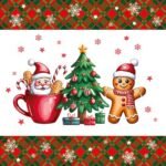 Decoupage Paper Napkins - Sweet Gingerbread & Santa in Cup